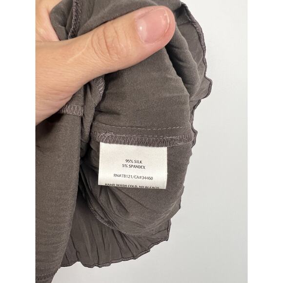 Eileen Fisher Womens Taupe Crinkled Silk Tank Top L Sleeveless Blouse Scoop Neck - Picture 8 of 9